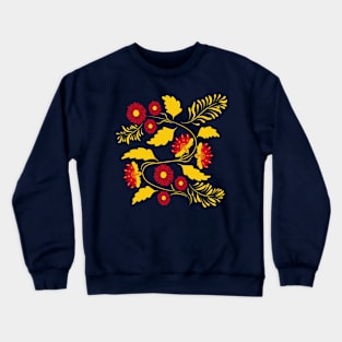 Folk floral art print . Flowers abstract art , poster. Crewneck Sweatshirt